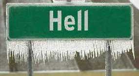 Hell (sign with icicles)
