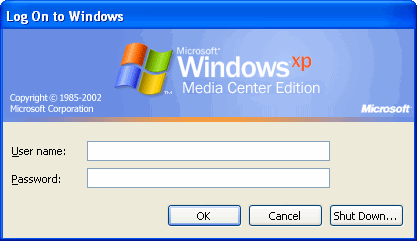Windows XP log On dialog showing all options